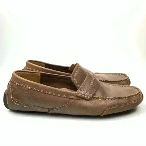 Clarks collection penny loafers size 9 42 brown leather slip on comfort drivers - Picture 1 of 12
